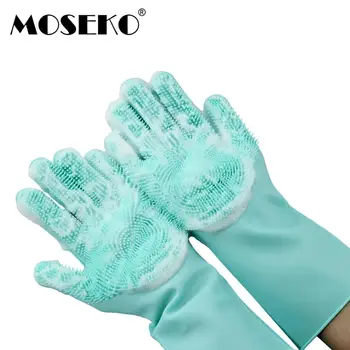 MOSEKO Magic Силиконовые перчатки для мытья посуды, кухонные принадлежности, перчатки для мытья посуды, Бытовые инструменты для чистки автомобиля, щетка для домашних животных.
