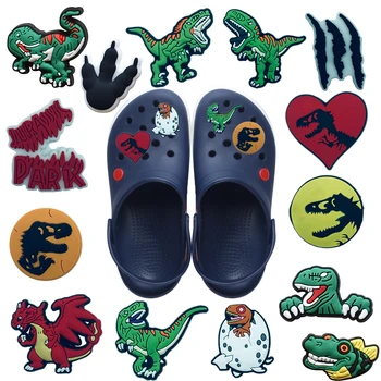 1-50 серия животных динозавров, обувь из ПВХ с рисунком Крокодила, декоративная пряжка, садовые сандалии, аксессуары, аксессуары оптом