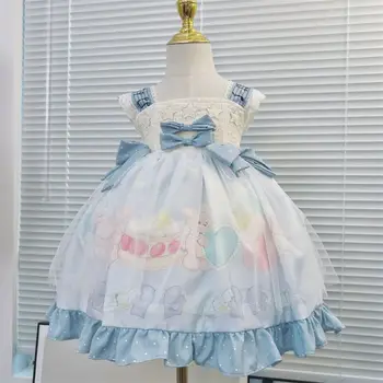 Платье для девочек платье принцессы на подтяжках пышная юбка детская летняя новая одежда 1-7 лет