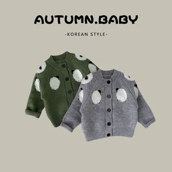 Детская одежда в корейском стиле 2023, Новый весенне-осенний свитер-кардиган, Модное мягкое удобное пальто-свитер для маленьких мальчиков и девочек