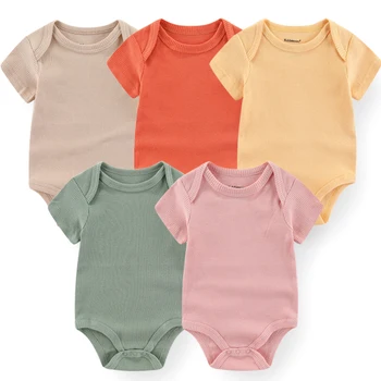 5 шт./лот, однотонные детские боди, хлопковая одежда для новорожденных мальчиков и девочек, детские комбинезоны с короткими рукавами Ropa Bebe