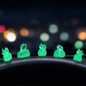 Милый Мини-Кролик Автомобильный Светоизлучающий Орнамент для Центральной Консоли Автомобиля Рулевое Колесо Зеркало Заднего Вида Светящийся Кролик Украшение