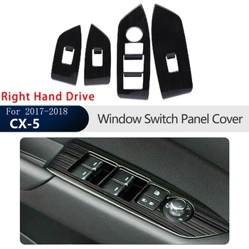 Правый руль Черный Переключатель Стеклоподъемника Защитная Накладка панели Внутренней двери Подлокотник для Mazda CX-5 CX5 2017-2018