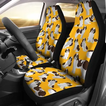 Чехол для сиденья с желтым рисунком Сенбернара, Комплект чехлов для автомобильных сидений, 2 шт., Автомобильные аксессуары, автомобильные коврики