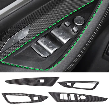 Настоящее углеродное волокно для BMW 4 серии G22 G23 G26 2020-2024 Кнопка подъема стеклоподъемника автомобиля Декоративная наклейка Аксессуары для интерьера автомобиля