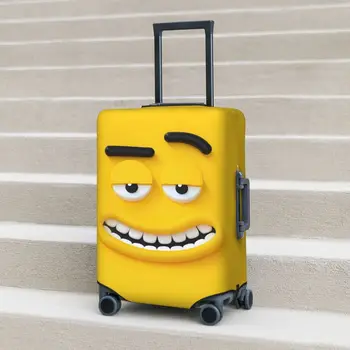 Чехол для чемодана с забавным выражением лица, Анимация желтого лица, Защита для бизнеса, для отдыха, Практичные аксессуары для багажа