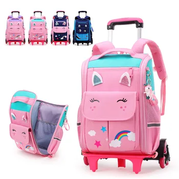 Школьные сумки большой вместимости для студентов, рюкзаки на колесиках, сумка на колесиках, детская сумка-тележка, школьный рюкзак, детский рюкзак-тележка whee