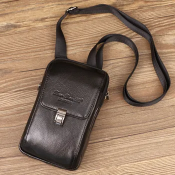 Мужская сумка Messeger из натуральной кожи с клапаном, многофункциональная сумка через плечо, сумка для мобильного телефона, сумки для хранения кредитных карт.