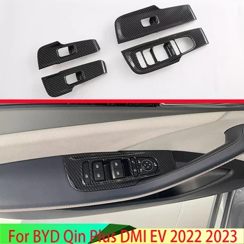 Для BYD Qin Plus EV DMI 2022 2023 Автомобильные Аксессуары В Стиле Углеродного Волокна Дверь Окно Крышка Подлокотника Панель Переключателя Отделка Молдинг Гарнир