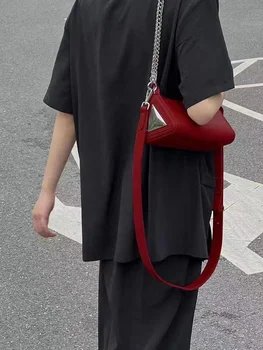 Женская сумка с роскошными цепочками из искусственной кожи в евро-американском стиле, новые треугольные повседневные кошельки и сумки через плечо, сумка через плечо