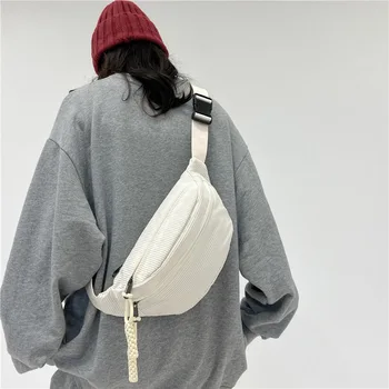 Повседневные вельветовые сумки на ремне для женщин, модная поясная сумка, женская поясная сумка-банан, набедренный кошелек, сумка через плечо, нагрудная сумка, карман