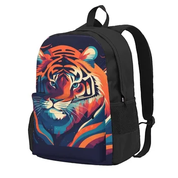 Иллюстрация рюкзака Tiger Красочная иллюстрация Рюкзаки для уличной одежды, женские сумки для средней школы с принтом для тренировок, Дизайнерский рюкзак