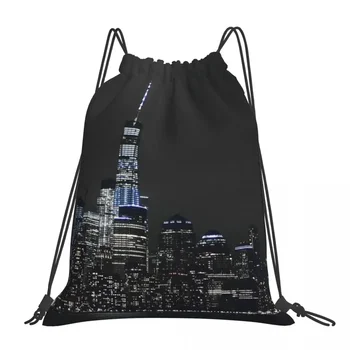 Ночной рюкзак Skyline из Нью-Йорка, повседневная портативная сумка на шнурке, карманная сумка на шнурке, школьная сумка для путешествий