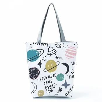 Сумки с принтом Meteor Planet, универсальная модная сумка через плечо, экологичная сумка-тоут, портативная женская сумка для покупок большой емкости