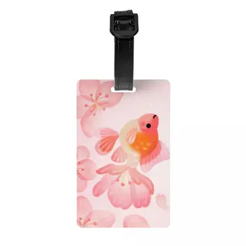Багажная бирка в виде Золотой рыбки в виде вишневого цветка на заказ с именной карточкой с рисунком рыбы, идентификационная этикетка для дорожной сумки чемодана