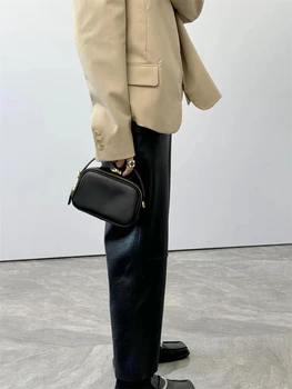 Черная модная женская сумка-футляр из натуральной кожи, простая женская сумка через плечо из натуральной кожи, высококачественная Новая