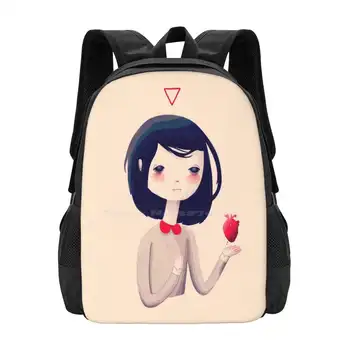 Рюкзак The Heart Bag Для мужчин, женщин, девочек, подростков, Милый жуткий портрет девушки, Сердце вампира, треугольник, красный
