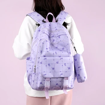 Модный женский студенческий ранец большой емкости с двойным плечом, Простой Новый повседневный рюкзак для хранения нейлоновой ткани