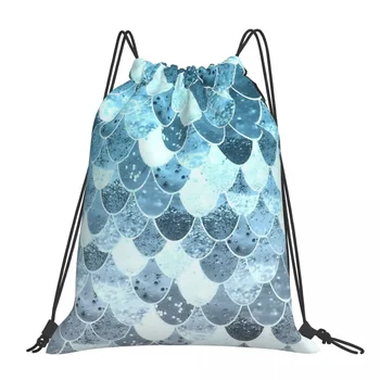 Рюкзак Really Mermaid серебристо-синего цвета, многофункциональная портативная сумка на шнурке, спортивная сумка для путешествий, школьная сумка