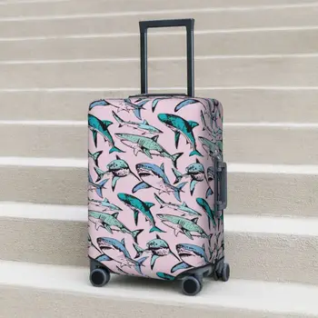 Чехол для чемодана с Розовой Акулой, Аксессуары для багажа с морскими животными, Защита бизнеса, Рождественский Подарок