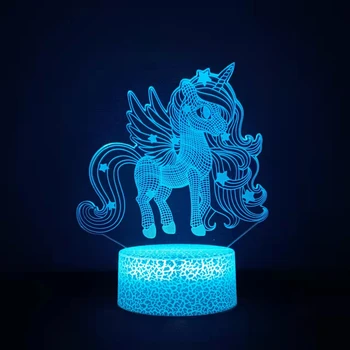 Аниме 3D светодиодный ночник с единорогом для детей Подарки Игрушки Лампа с единорогом 16 цветов меняются с пульта дистанционного управления Подарок на День Святого Валентина День рождения