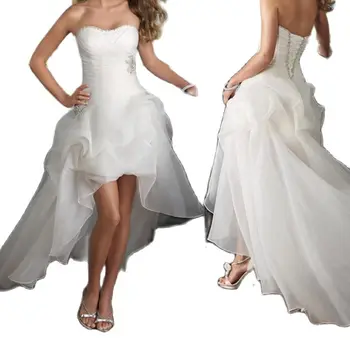 2023 Романтические весенне-летние женские свадебные платья Милая Vestido De Noiva Hi-low Свадебное платье со шнуровкой сзади из тюля