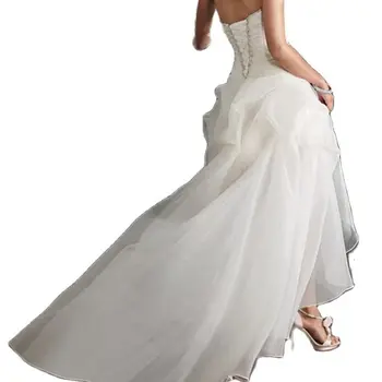 2023 Романтические весенне-летние женские свадебные платья Милая Vestido De Noiva Hi-low Свадебное платье со шнуровкой сзади из тюля