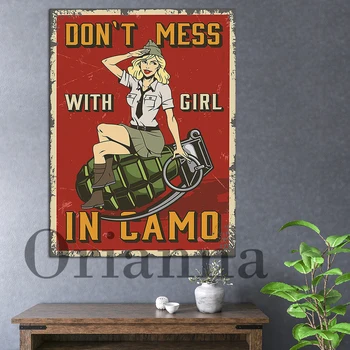 Армейская девушка Винтажные армейские красные настенные рисунки на холсте, плакаты, современная живопись для гостиной, спальни, студии, Армейские подарки для влюбленных
