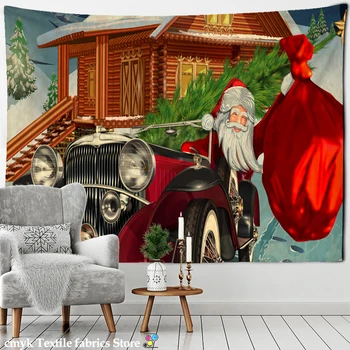 Картина маслом Рождественский Камин, Гобелен, Висящий на стене, Колдовство, Психоделический Богемный Подарок, Новогодний Декор для дома