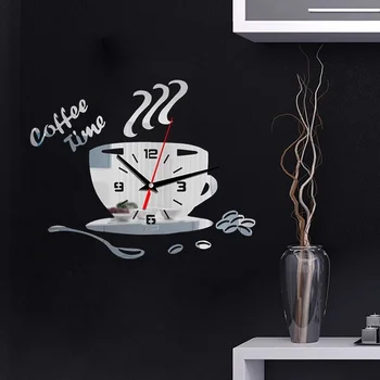 Современные 3D Настенные Часы в Форме Акриловой Кофейной Чашки DIY