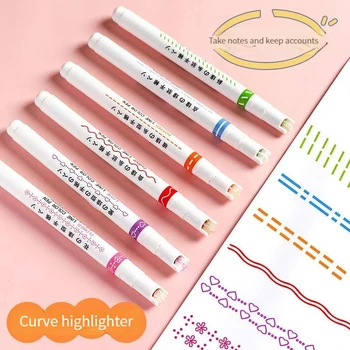 6-цветный забавный двухлинейный рисунок, маркер для контуров, ручная копия, Разноцветная кривая ручка, Быстросохнущий маркер для рисования