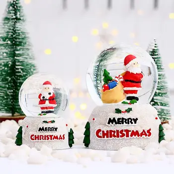 Рождественский Снежный шар Красочное освещение Прекрасный Декор рабочего стола Санта Клаус Снеговик Стеклянный шар navidad рождественские украшения 2022