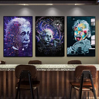 Эйнштейн Мечтает о теории цвета Настенное искусство Холст Печать плакатов Современное украшение дома Настенные панно для декора гостиной
