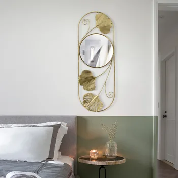 Ретро зеркало гинкго железное украшение настенный светильник роскошная гостиная на заказ Украшение стен дома