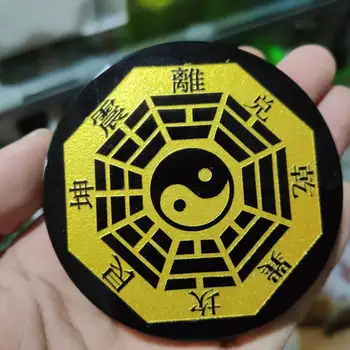 Восьмиугольная диаграмма Natural Pretty Tai Ji 7,8 см * Тактический диск из кристаллов обсидиана