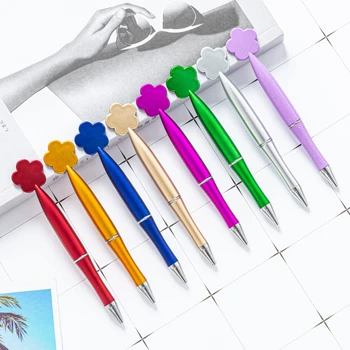 50ШТ Цветочная пластиковая шариковая ручка оптом студенческие канцелярские принадлежности подарочная пластиковая поворотная ручка