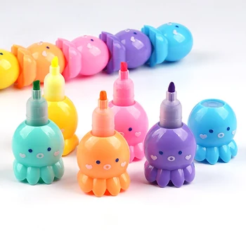 5 Цветов Набор флуоресцентных фломастеров Octopus, маркеры для рисования, подсветка для рисования