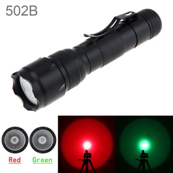 502B Красный/Зеленый Свет Zoom Flashlight Высокой Мощности Ручной Светодиодный Фонарик для Охоты на Открытом Воздухе Instrument Fill Light