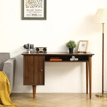 Небольшой письменный стол с диагональю 47,24 дюйма, современная отделка из орехового дерева, ножки из массива дерева - подходит для домашнего и офисного использования