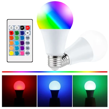 E27 Smart Control Лампа Led RGB Light Dimmable 5 Вт 10 Вт 15 Вт RGBW Светодиодная Лампа Красочная Меняющаяся Лампа Led Лампада RGBW Энергосберегающий Дом