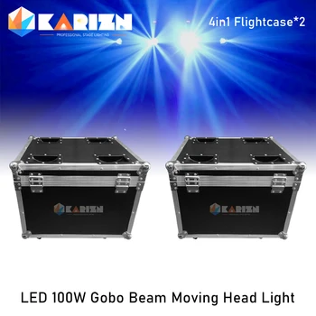 Без налога 2x Flycase для светодиодного светового эффекта Gobo с движущейся головкой мощностью 100 Вт, 18 призм DMX512 для клубной вечеринки