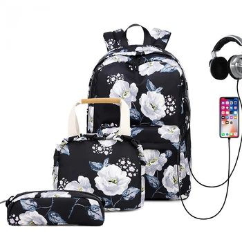 Новый рюкзак с принтом из трех частей, женский повседневный рюкзак в европейском и американском стиле, школьная сумка для студентов, сумка для компьютера