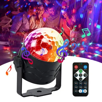 Светодиодный диско-шар с дистанционным управлением, цветной сценический светильник, лампа для вечеринки, Активированный эффект сценического освещения для Дня рождения ди-джея, Рождества, свадьбы