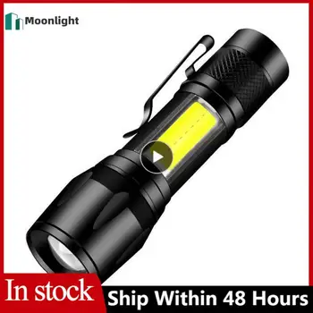 1 шт. Мини перезаряжаемый светодиодный фонарик COB + XPE Портативный фонарь для кемпинга с масштабируемым фокусным расстоянием, тактический фонарик с ручкой