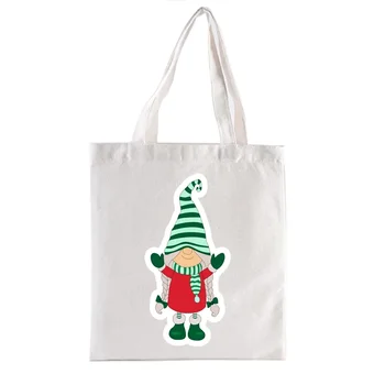 Холщовая хозяйственная сумка Christmas Gnome, Эко-женские сумки, сумки для покупок, модные забавные повседневные сумки, эко-сумочка для покупок вручную
