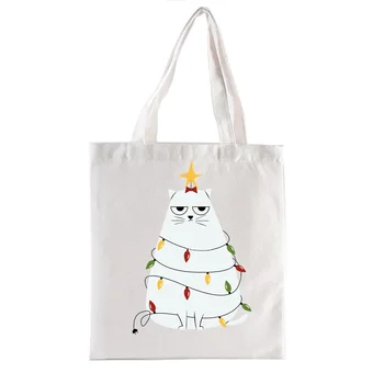 Холщовая хозяйственная сумка Christmas Gnome, Эко-женские сумки, сумки для покупок, модные забавные повседневные сумки, эко-сумочка для покупок вручную