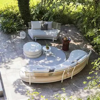 Круглый уличный диван ротанговая вилла мебель для отдыха во дворе отеля балкон на открытом воздухе садовый диван на открытом воздухе