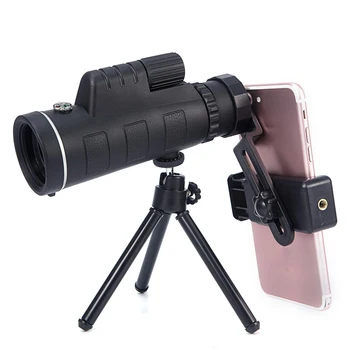 Прочный монокуляр-телескоп высокой мощности 40x60 с крепким зажимом-подставкой для смартфона для ночного видения в кемпинге на открытом воздухе