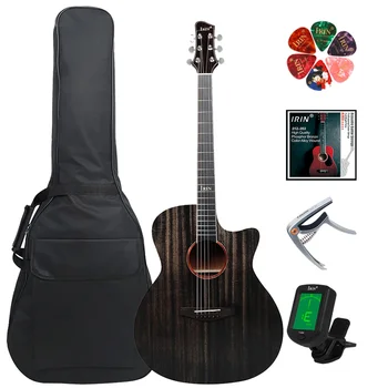 ИРИН 6-струнная Акустическая гитара с 41-дюймовой панелью из ели, Народная гитара с сумкой, Капо-струнный тюнер, Гитарные детали и аксессуары