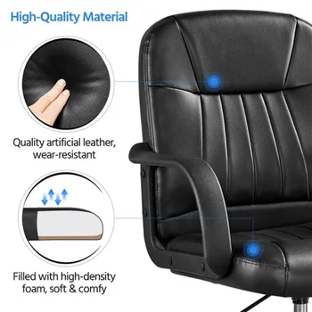 Офисное кресло SMILE MART из искусственной кожи с регулируемым поворотом, черный